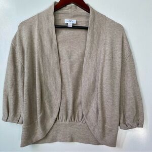 LOFT Heathered Beige Open Front Cardigan
